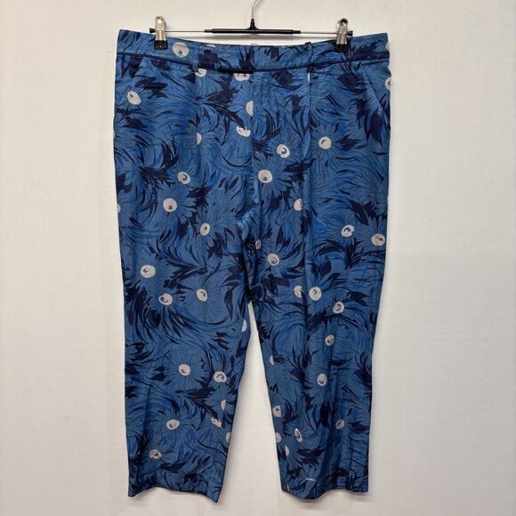 Elevenses Anthropologie Women Capri Cropped Pants Size 14 Floral Boho C037 -22 - Picture 1 of 16